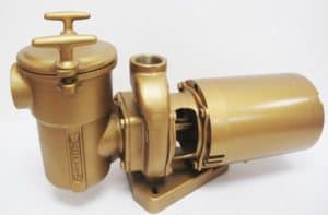 A gold pump on a white background.