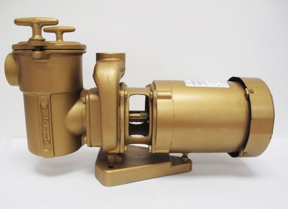 A gold pump on a white background.